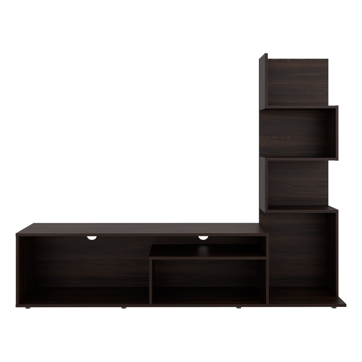 Mesa para TV Lugano Nogal 170x134.4cm para TV Hasta 55" Pulgadas con Siete Compartimientos - MUEBLES DE TV | Bylmo