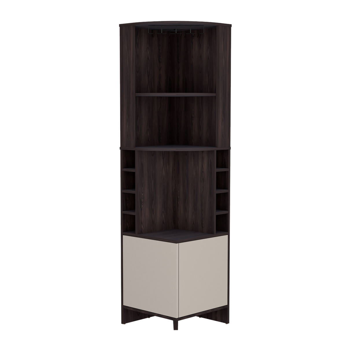 Bar Esquinero Renens Nogal 46.9x180.6cm con Siete Compartimientos con Un Portacopas y con Ocho Portabotellas - BARES | Bylmo