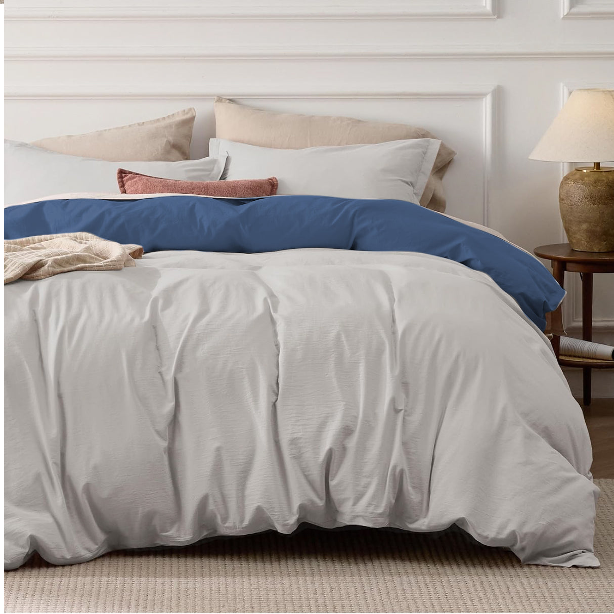Funda de Duvet Bicolor Azul y Gris 220x240cm Doble Faz para Cama Doble - TENDIDOS Y CUBRELECHOS | Bylmo