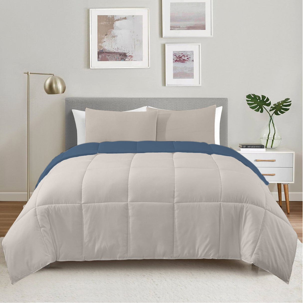 Edredón Acolchado Bicolor Azul y Gris 200x240cm Doble Faz para Cama Semidoble - TENDIDOS Y CUBRELECHOS | Bylmo
