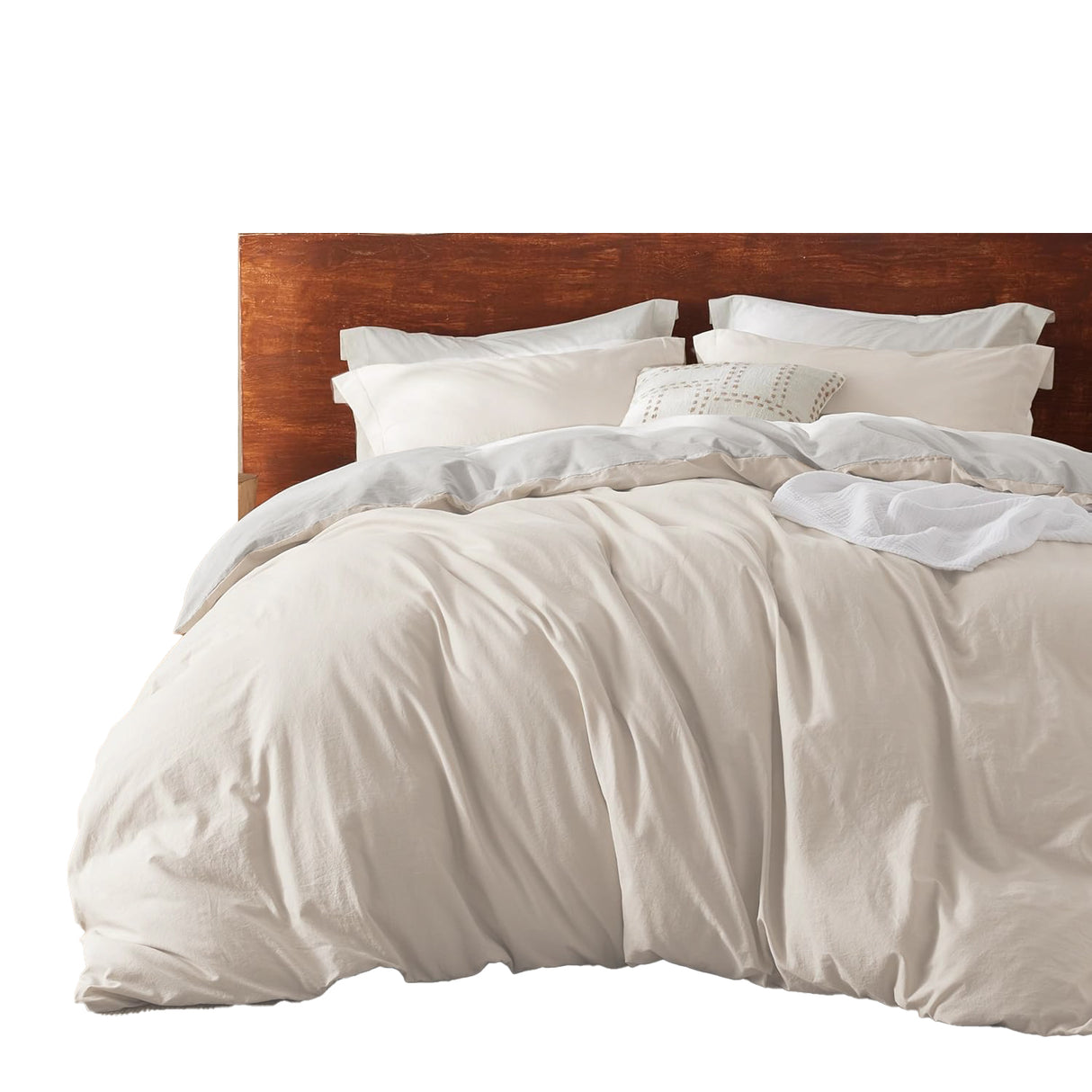 Funda de Duvet Acolchado Bicolor Beige y Gris 280x240cm Doble Faz para Cama King - TENDIDOS Y CUBRELECHOS | Bylmo