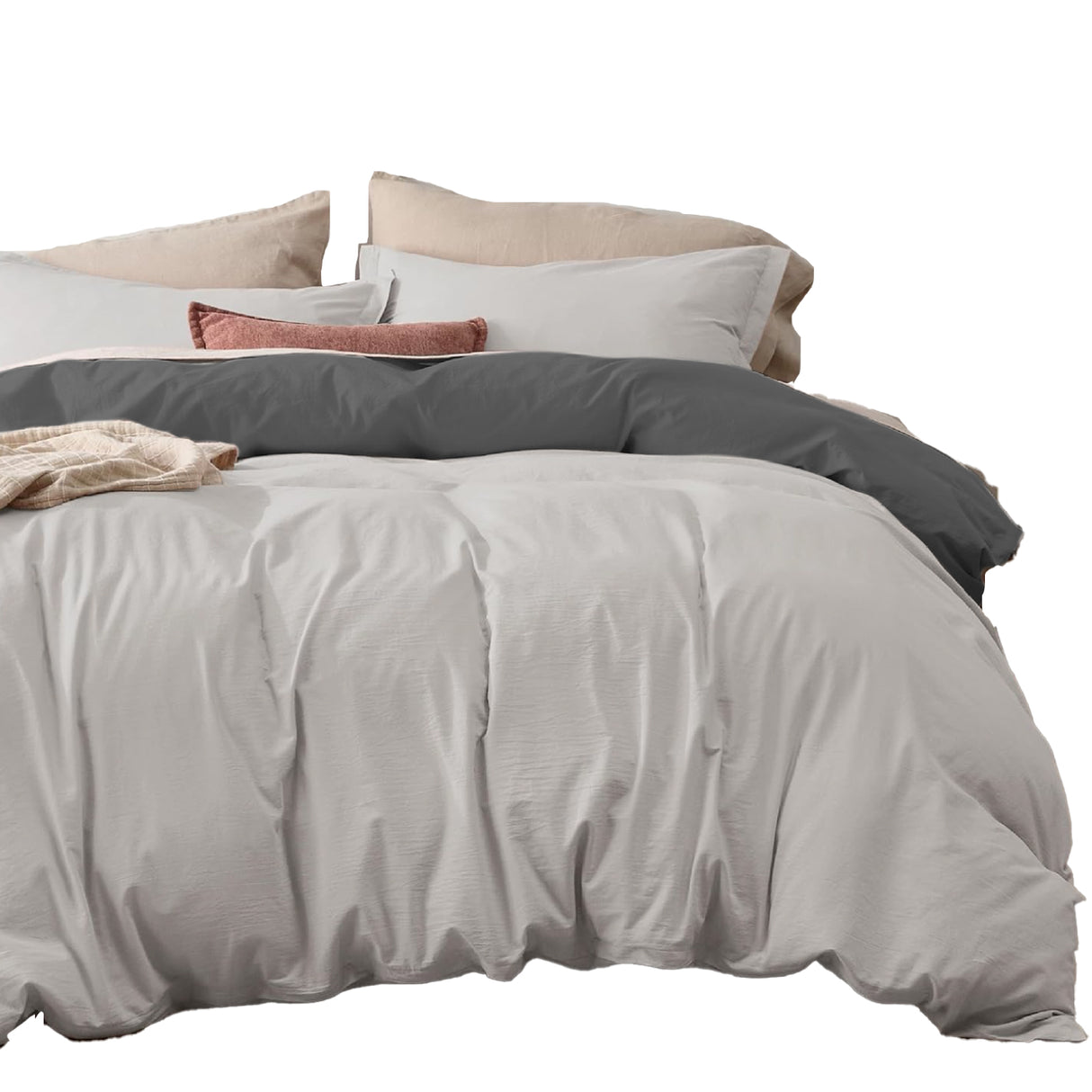 Funda de Duvet Bicolor Gris Oscuro y Gris 280x240cm Doble Faz para Cama King - TENDIDOS Y CUBRELECHOS | Bylmo