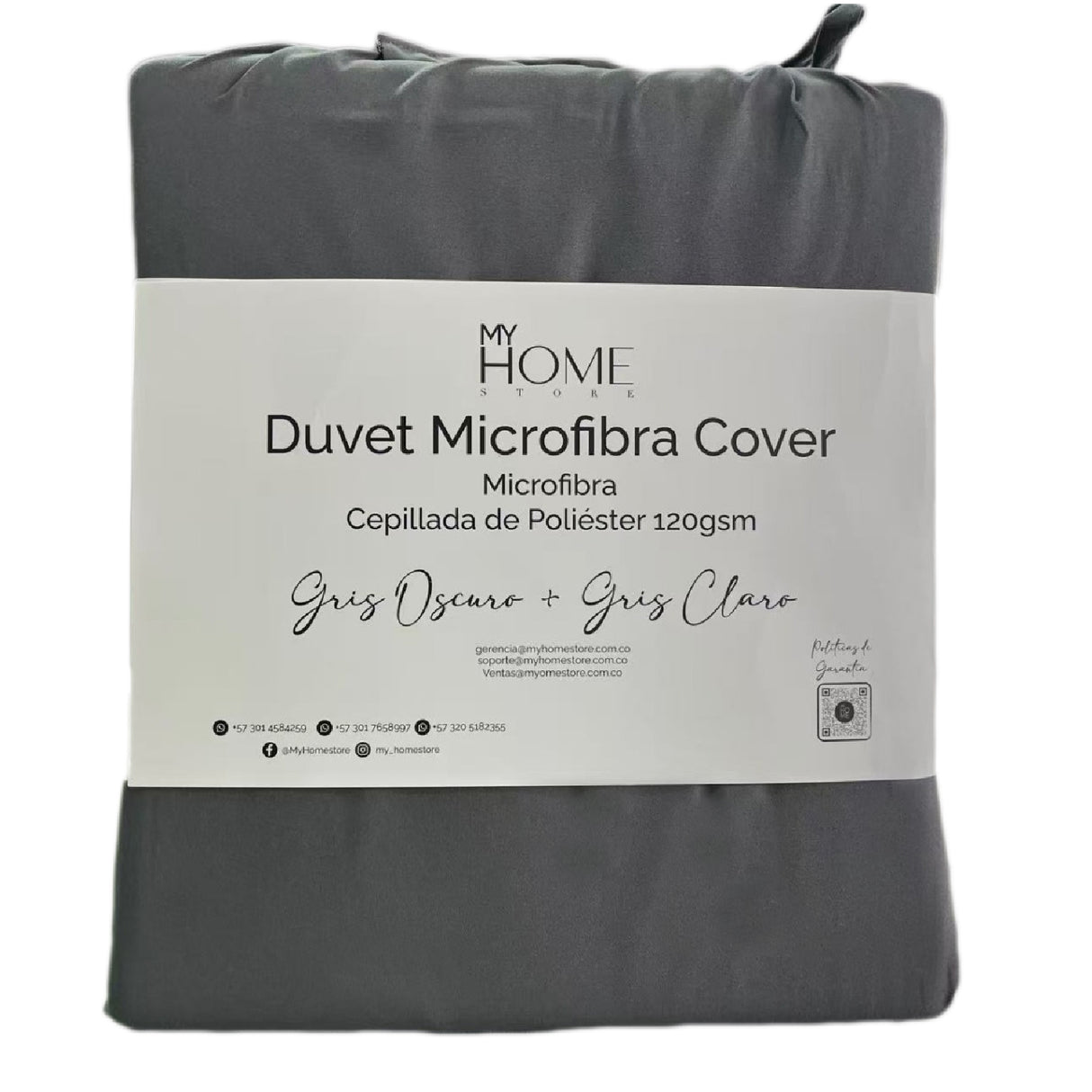 Combo Funda Duvet con Plumón Acolchado Bicolor Gris Oscuro y Gris 200x240cm Doble Faz para Cama Semidoble - TENDIDOS Y CUBRELECHOS | Bylmo
