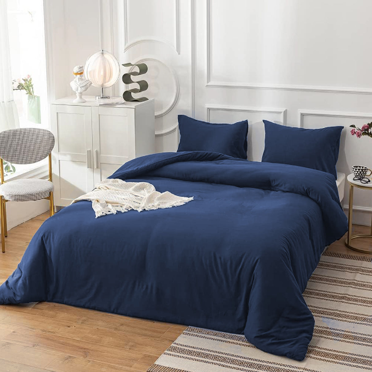 Funda de Duvet Acolchado Conttont Azul Oscuro 240x240cm Doble Faz para Cama Queen - TENDIDOS Y CUBRELECHOS | Bylmo