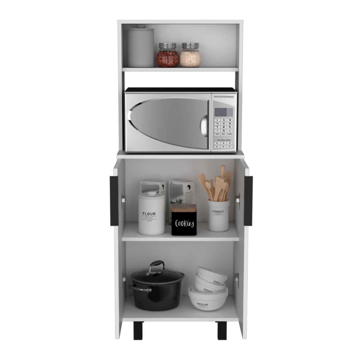 Alacena Oshawa Blanco 54x140cm sin Cajones y con Dos Puertas - ALACENAS Y MUEBLES MICROONDAS | Bylmo