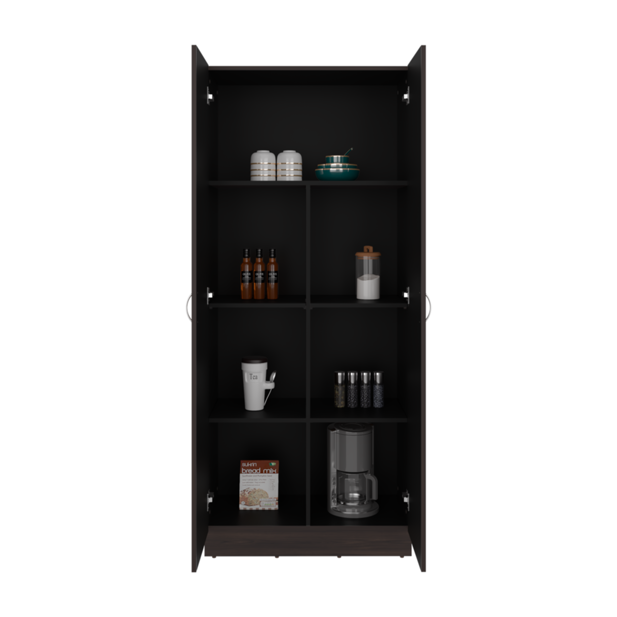 Alacena Dante Nogal y Wengue 76.5x181.2cm sin Cajones y con Dos Puertas - ALACENAS Y MUEBLES MICROONDAS | Bylmo