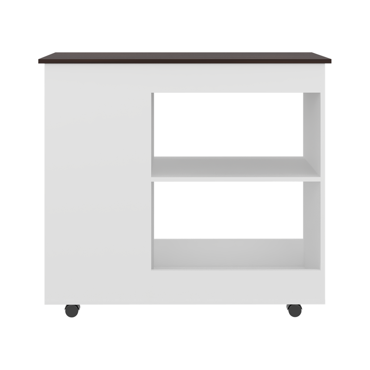 Barra de Cocina Nigella Blanco y Nogal 100x89.6cm con Ruedas y con Seis Compartimientos - BARRAS Y MUEBLES AUXILIARES | Bylmo