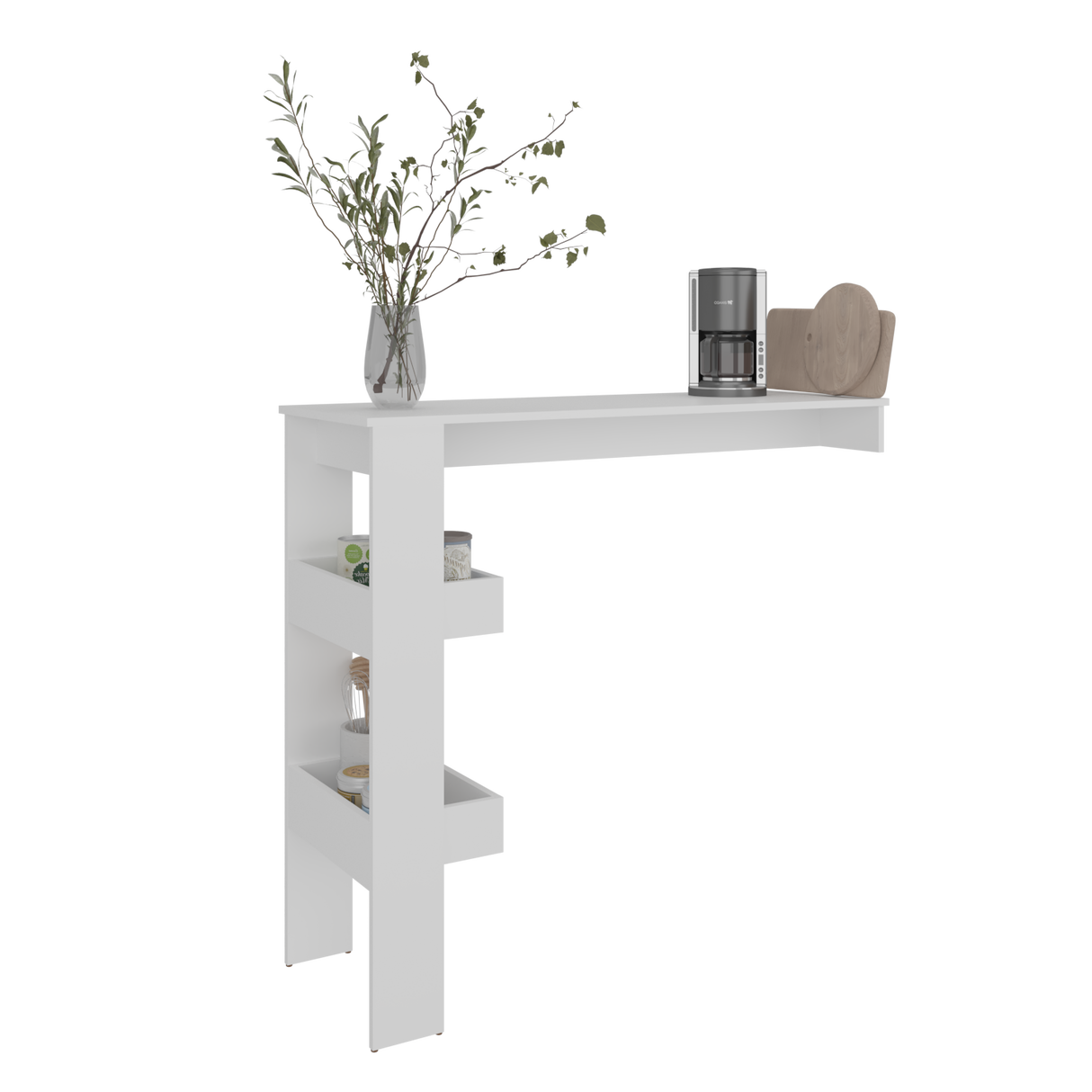 Barra de Cocina Aurora Blanco 120.3x109.6cm con Tres Compartimientos - BARRAS Y MUEBLES AUXILIARES | Bylmo