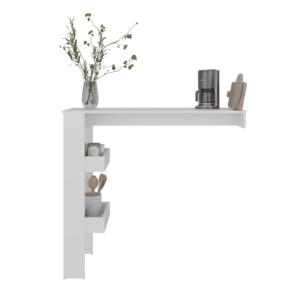 Barra de Cocina Aurora Blanco 120.3x109.6cm con Tres Compartimientos - BARRAS Y MUEBLES AUXILIARES | Bylmo