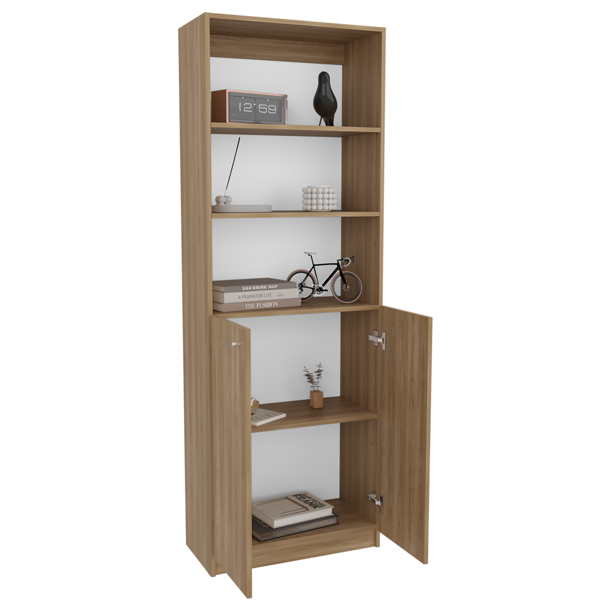 Estantería Home Fresno Europeo y Blanco 62.8x180.6cm Rectangular con Cinco Compartimientos - BIBLIOTECAS Y ESTANTERIAS | Bylmo