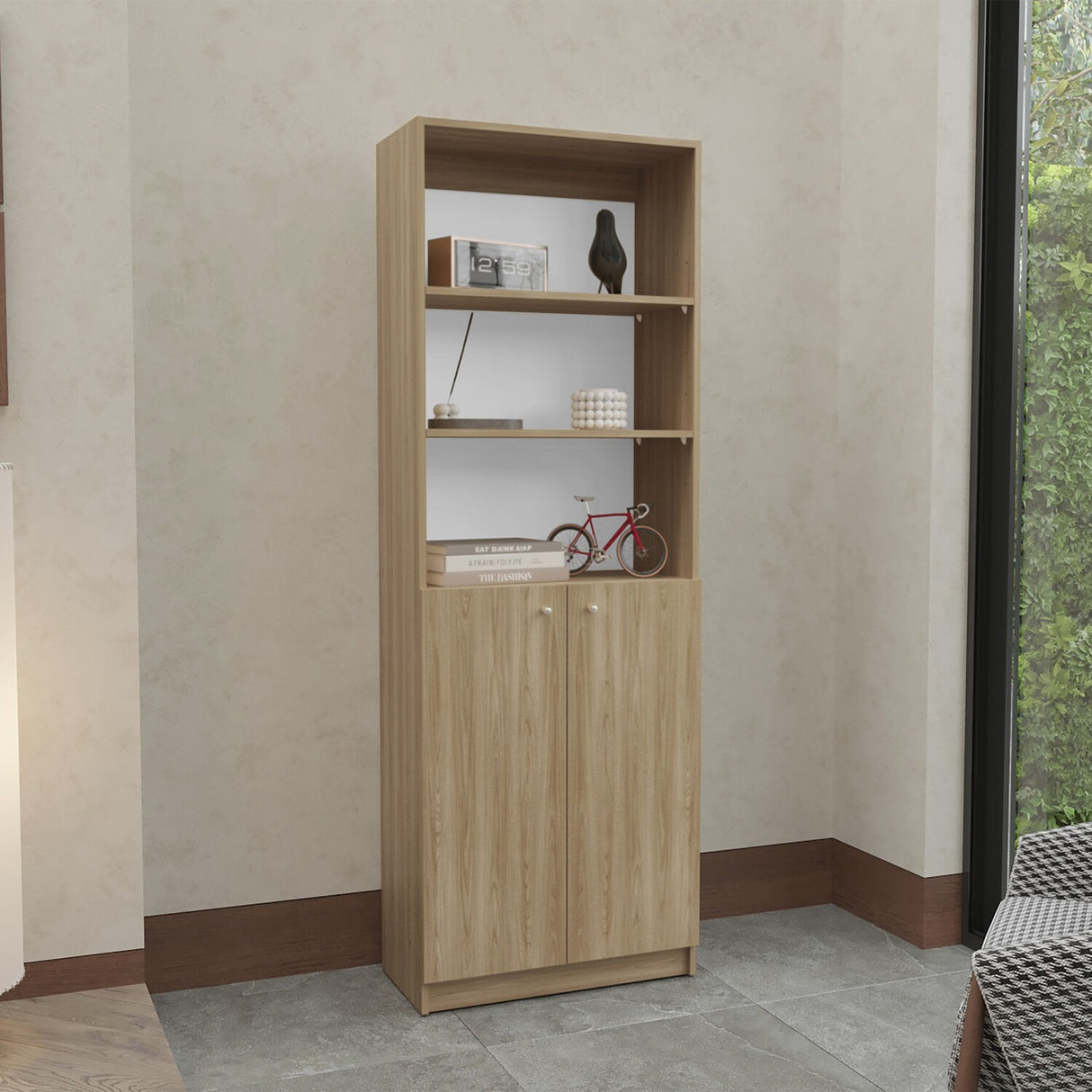 Estantería Home Fresno Europeo y Blanco 62.8x180.6cm Rectangular con Cinco Compartimientos - BIBLIOTECAS Y ESTANTERIAS | Bylmo