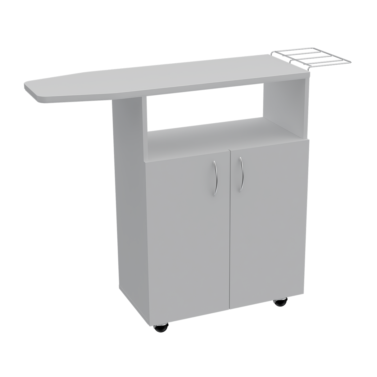 Mesa de Planchar Urano Blanco 90x86.1cm con Ruedas y con Dos Puertas - MUEBLES DE ASEO Y ROPAS | Bylmo