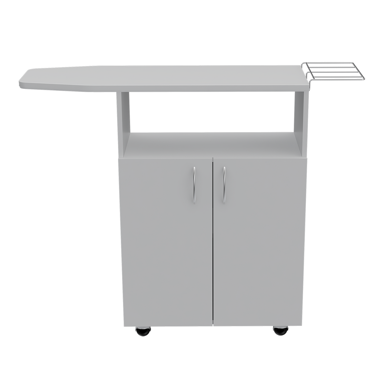 Mesa de Planchar Urano Blanco 90x86.1cm con Ruedas y con Dos Puertas - MUEBLES DE ASEO Y ROPAS | Bylmo