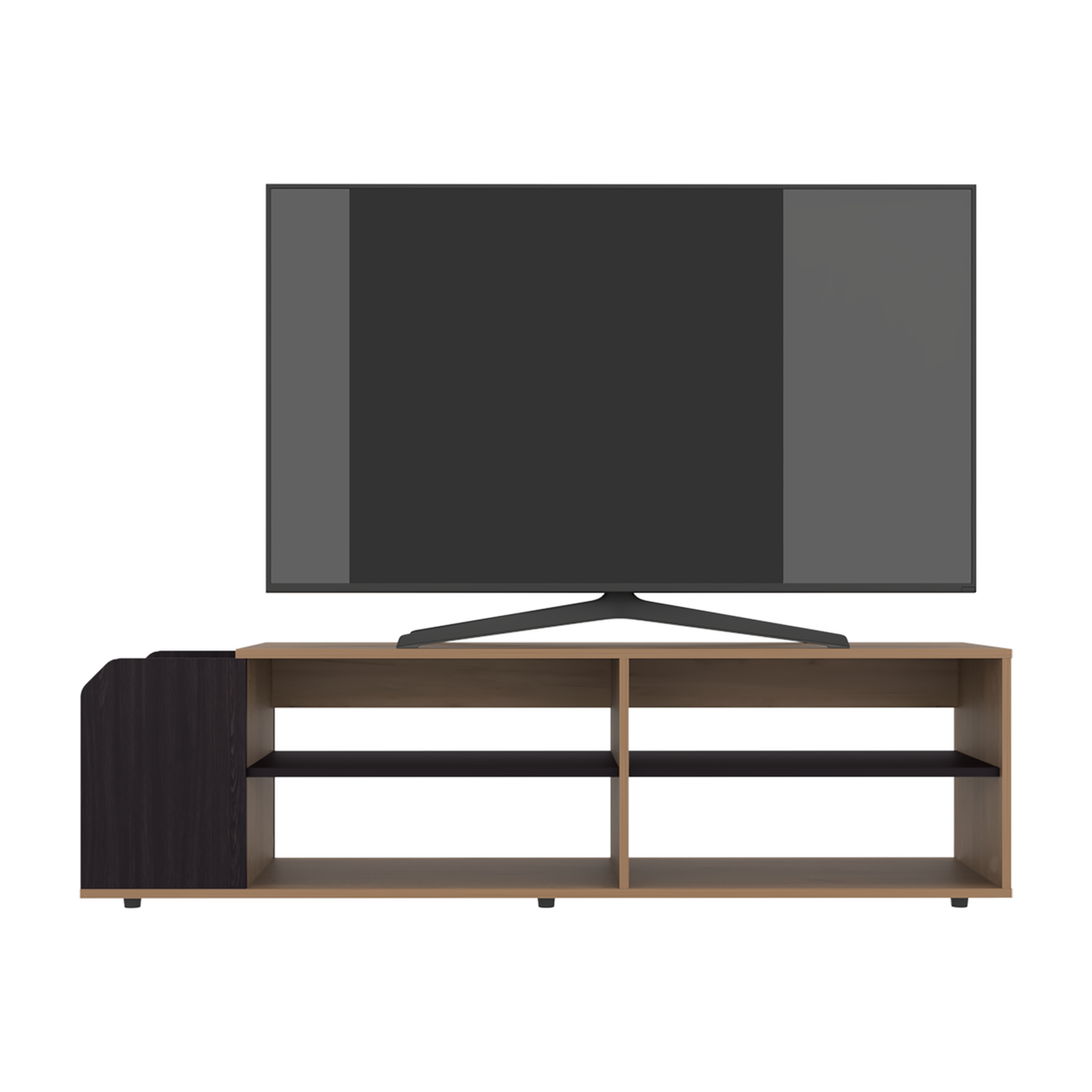 Rack de TV Solene Fresno Europeo y Wengue 150x42cm para TV Hasta 60" Pulgadas con Seis Compartimientos - MUEBLES DE TV | Bylmo