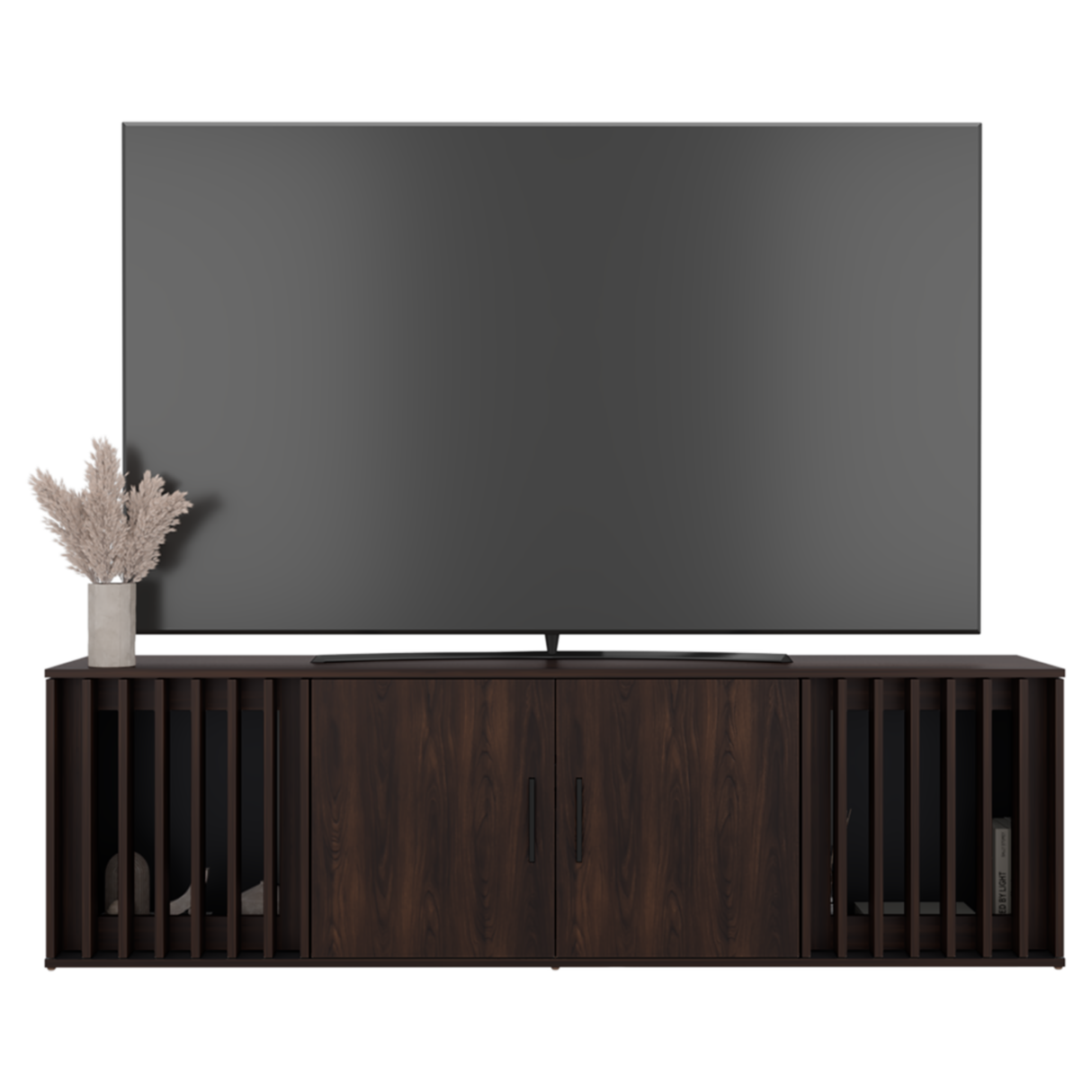 Rack de TV Brown Nogal y Wengue 180x54.5cm para TV Hasta 70" Pulgadas con Cuatro Compartimientos - MUEBLES DE TV | Bylmo