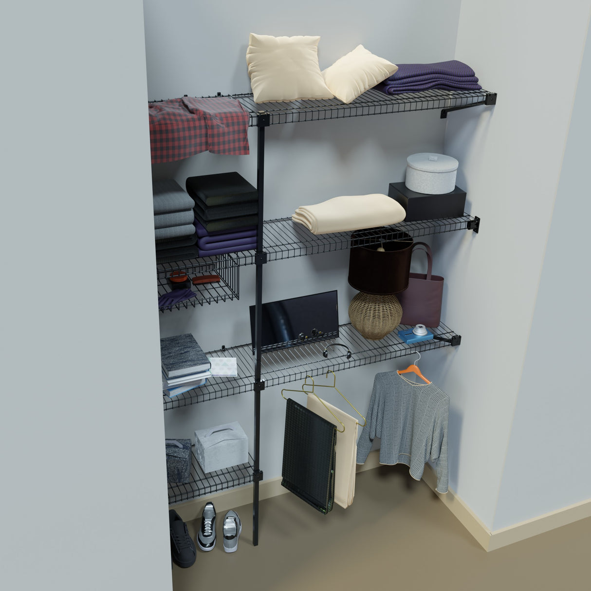 Closet Junior Negro 150x200cm con Un Cajón y con Cinco Compartimientos - CLOSETS | Bylmo