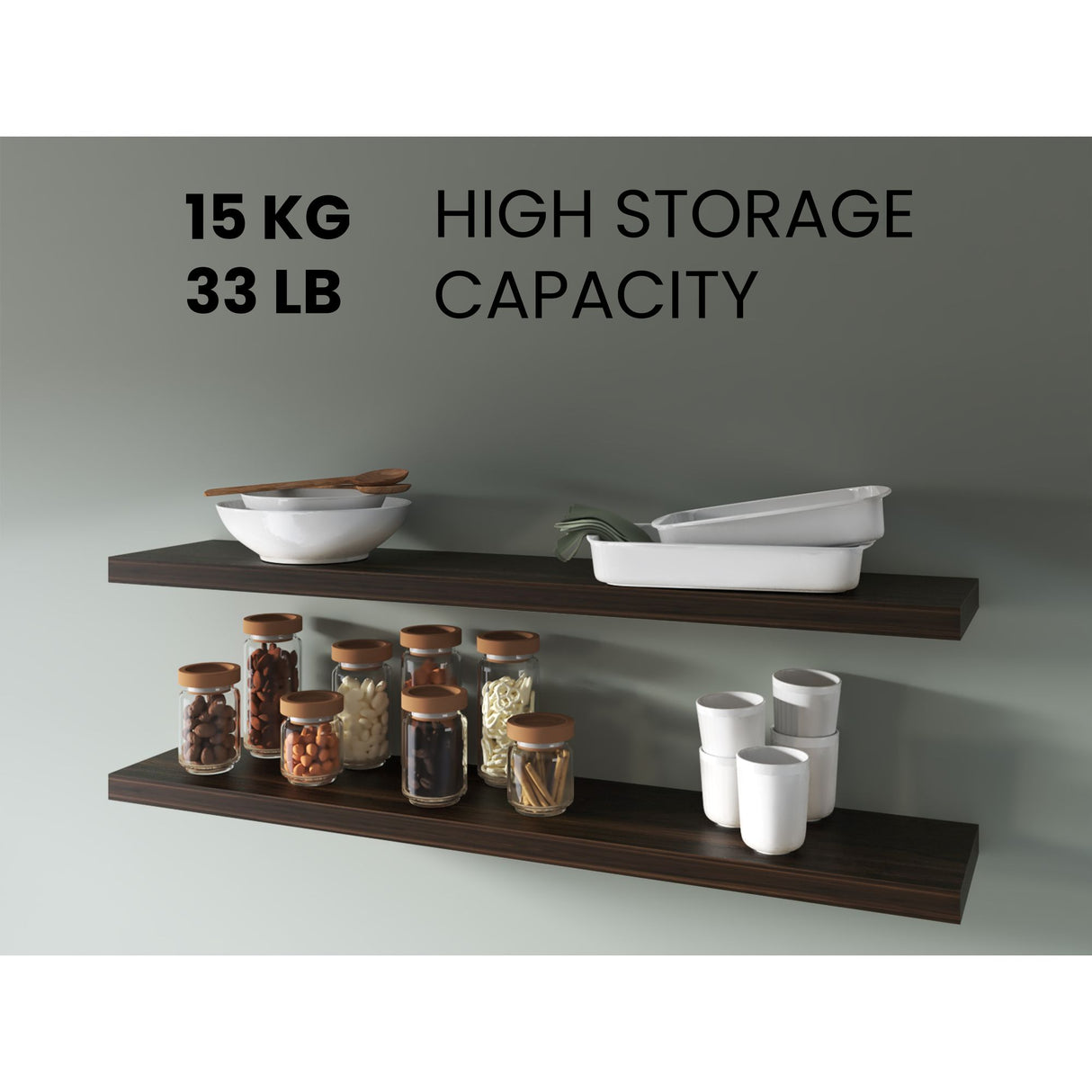 Set de 2 Repisas Habano 120x3.8cm Flotante Rectangular - REPISAS | Bylmo