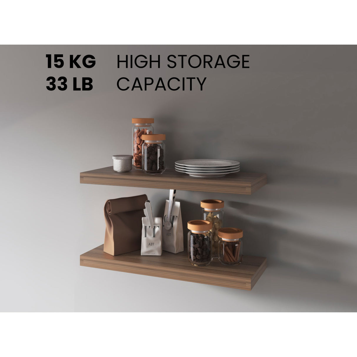 Set de 2 Repisas Café Expreso 80x3.8cm Flotante Rectangular - REPISAS | Bylmo