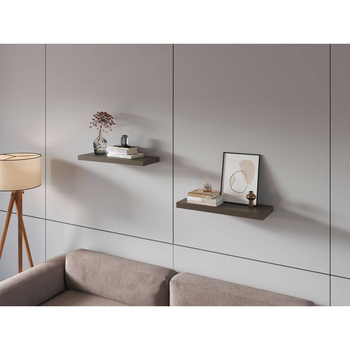 Set de 2 Repisas Olivo 80x3.8cm Flotante Rectangular - REPISAS | Bylmo