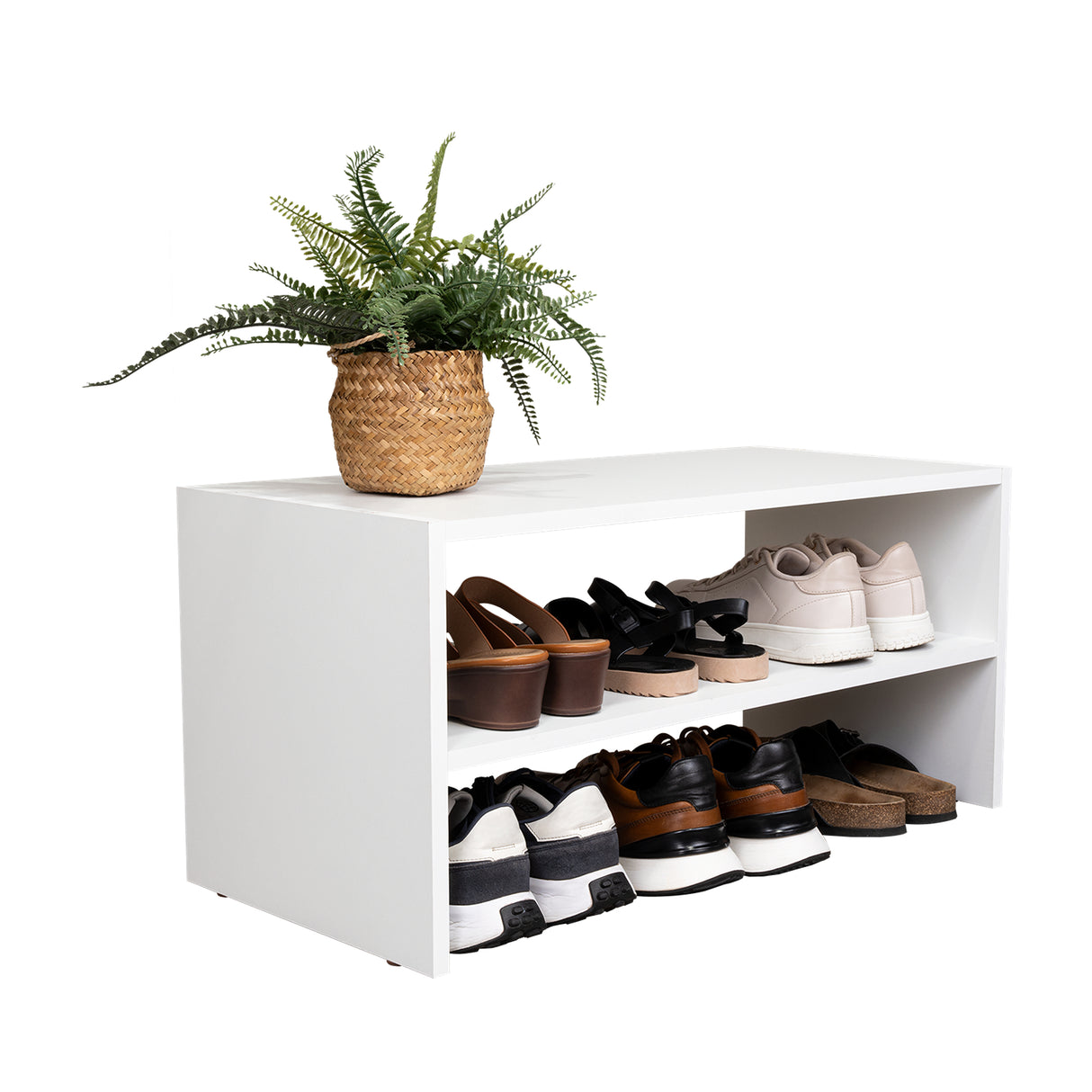 Zapatero Silpa Blanco 71.8x34.9cm Horizontal para Cuatro Pares y de Dos Niveles - ZAPATEROS | Bylmo