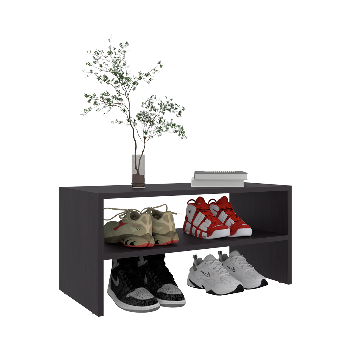 Zapatero Silpa Wengue 71.8x34.9cm Horizontal para Cuatro Pares y de Dos Niveles - ZAPATEROS | Bylmo