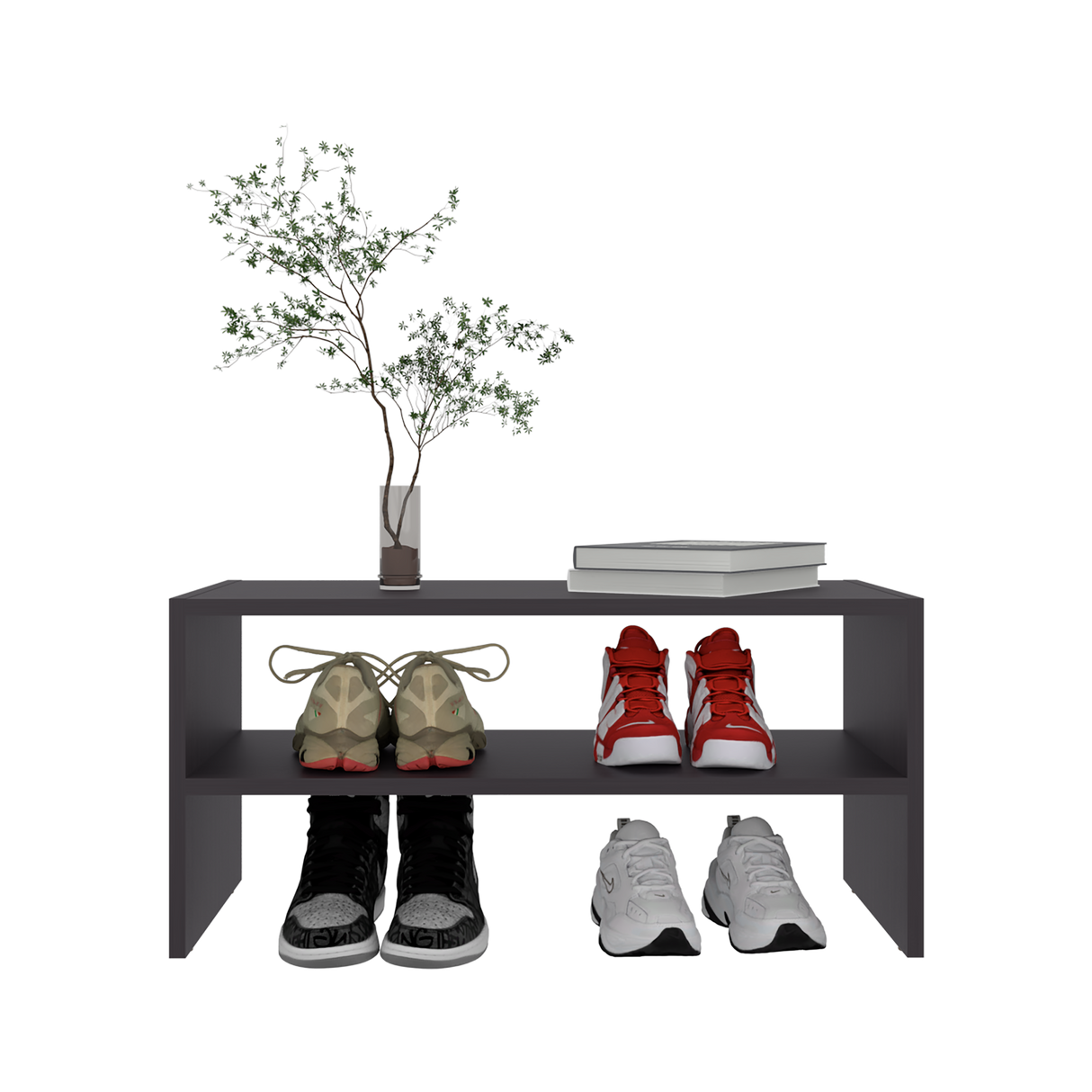 Zapatero Silpa Wengue 71.8x34.9cm Horizontal para Cuatro Pares y de Dos Niveles - ZAPATEROS | Bylmo