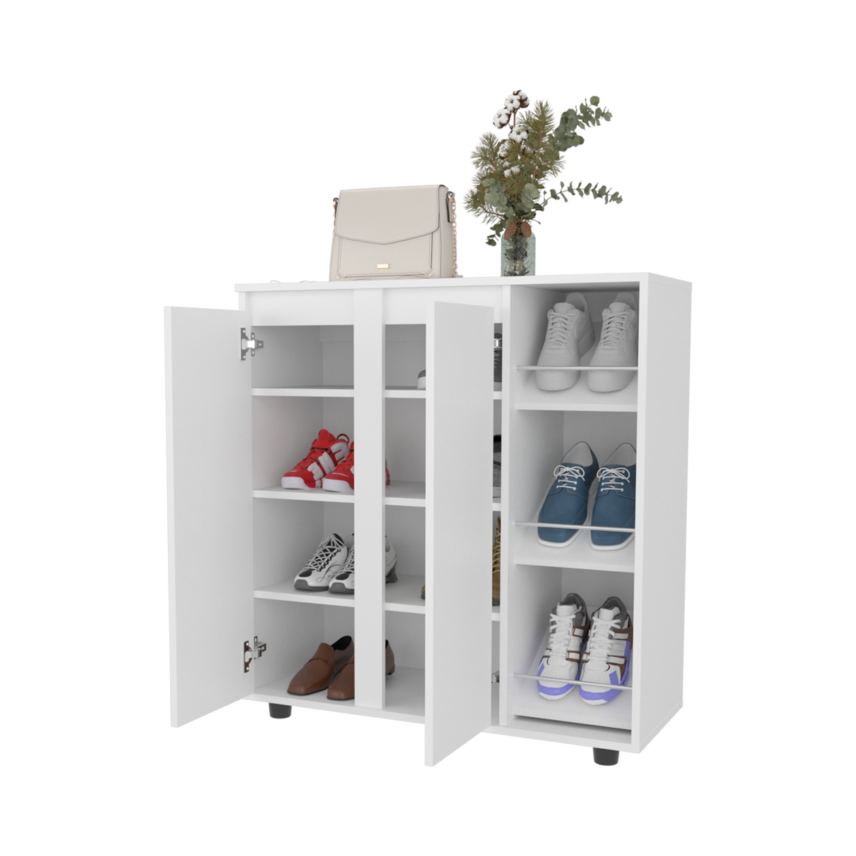Zapatero Houck Blanco 86.5x91.5cm Horizontal para Nueve Pares y de Tres Niveles - ZAPATEROS | Bylmo