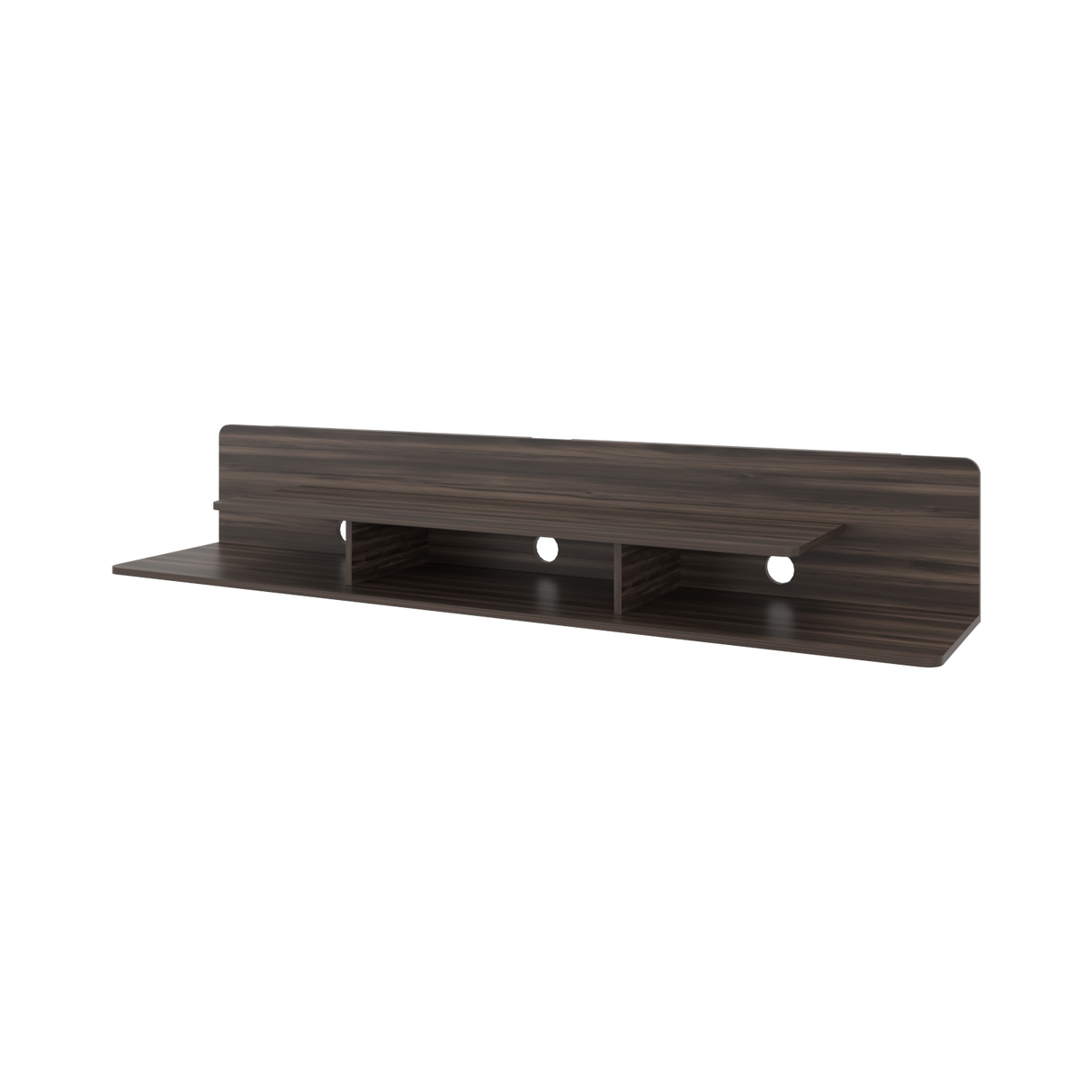 Repisa para TV Flotante Marquis Nogal 180x30.1cm para TV Hasta 55 Pulgadas con Tres Compartimientos - MUEBLES DE TV | Bylmo