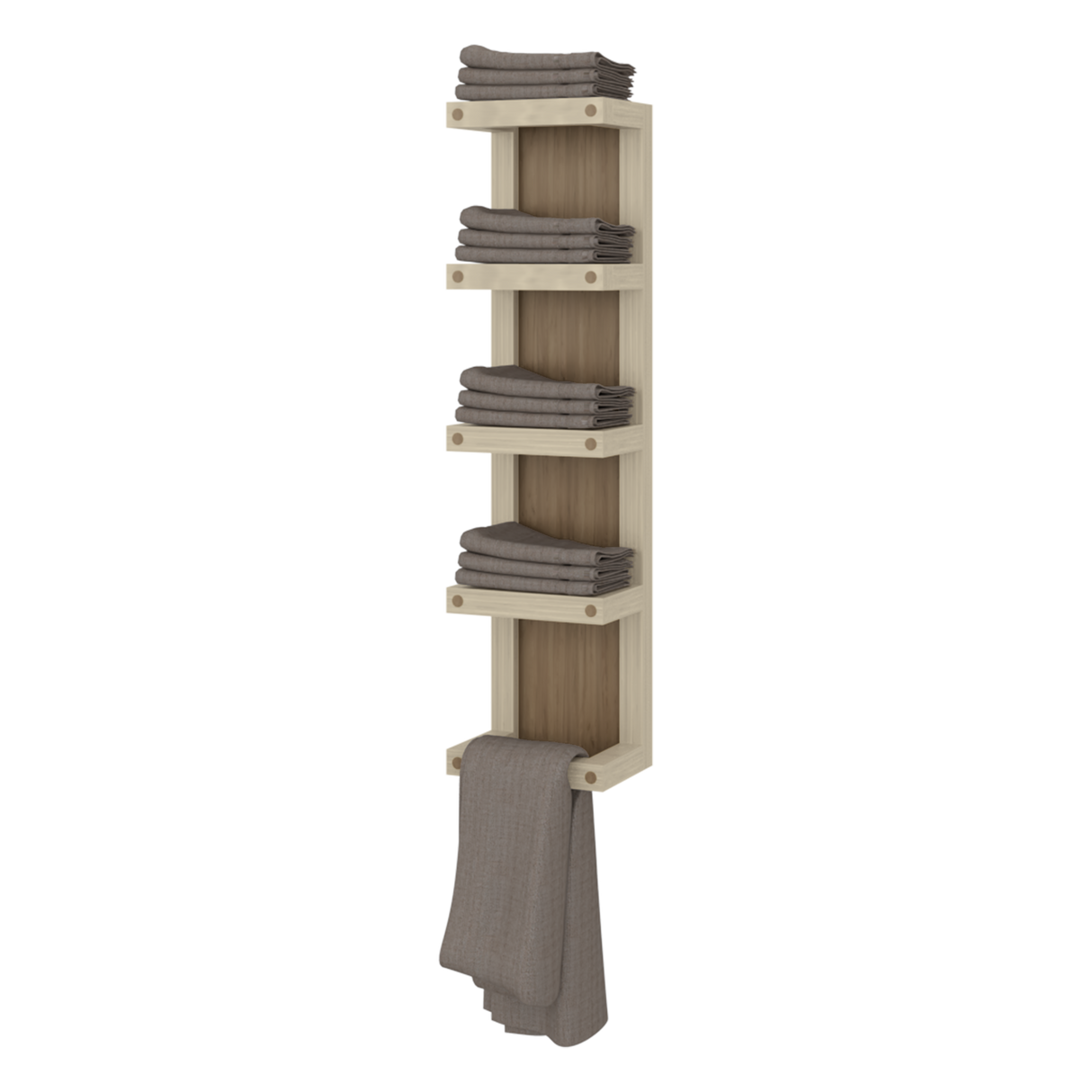 Toallero de Pared Flotante Arlington Fresno Europeo 20x79cm con Cuatro Entrepaños - OTROS MUEBLES PARA BANHO | Bylmo