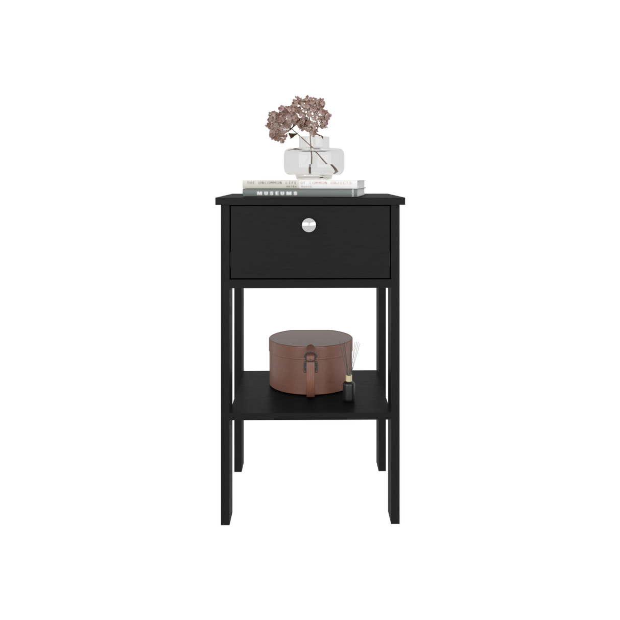 Mesa de Noche Newcastle Wengue 40x70cm con Un Cajón y con Dos Compartimientos - MESAS DE NOCHE | Bylmo