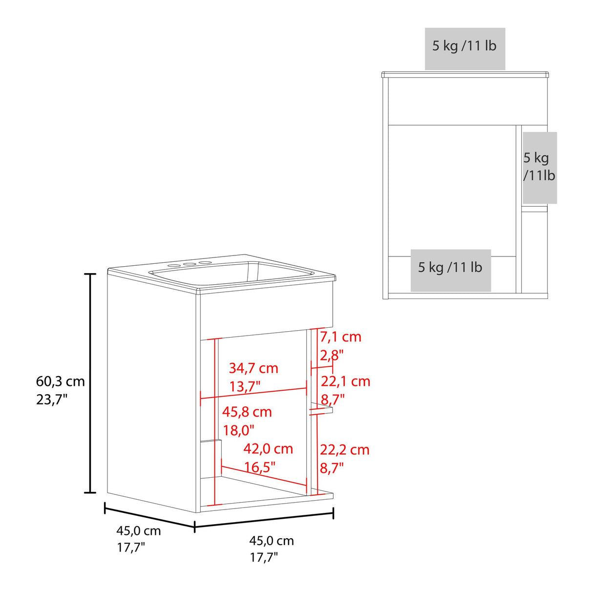Mueble para Lavamanos Flotante Colton Bardolino 45x60.3cm Individual con Lavamanos - MUEBLES PARA LAVAMANOS | Bylmo