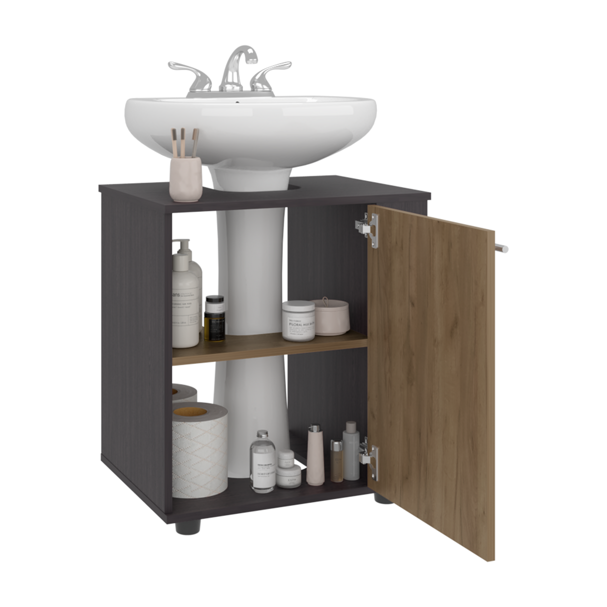 Mueble para Lavamanos Phillips Wengue y Fresno Europeo 56x62.1cm Individual sin Lavamanos - MUEBLES PARA LAVAMANOS | Bylmo