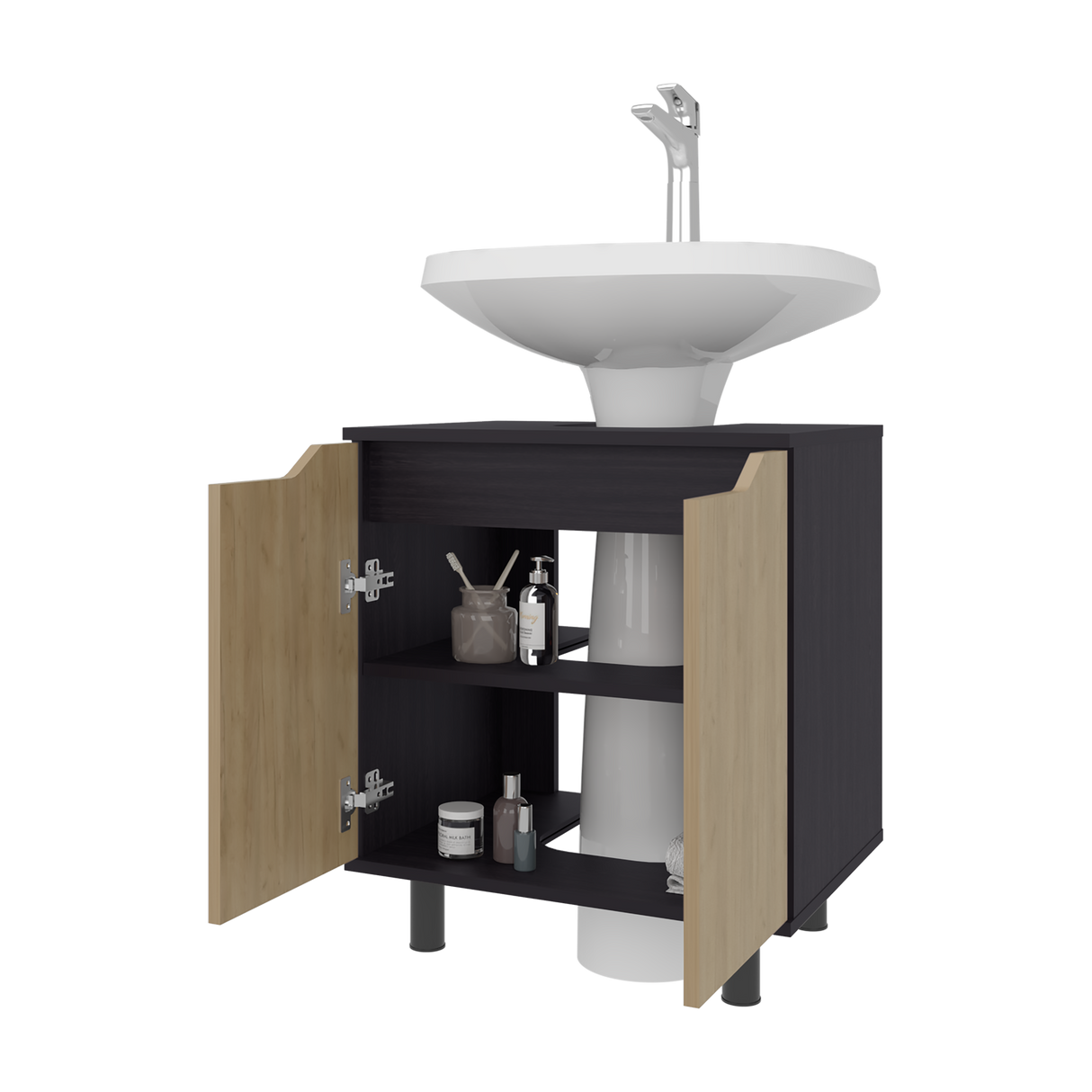 Mueble para Lavamanos Marlo Wengue y Fresno Europeo 55x63cm Individual sin Lavamanos - MUEBLES PARA LAVAMANOS | Bylmo