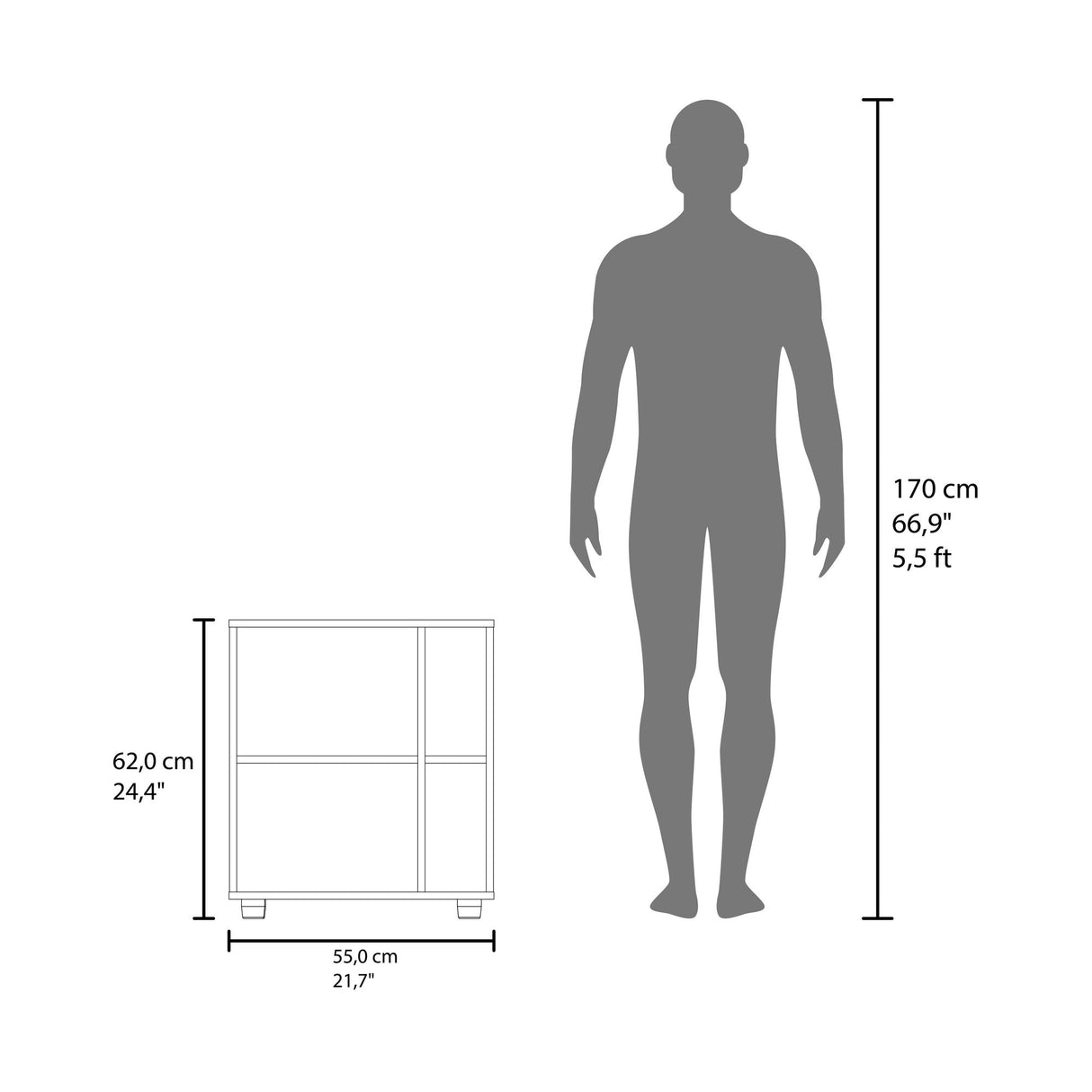 Mueble para Lavamanos Pascuale Wengue y Fresno Europeo 55x62cm Individual sin Lavamanos - MUEBLES PARA LAVAMANOS | Bylmo