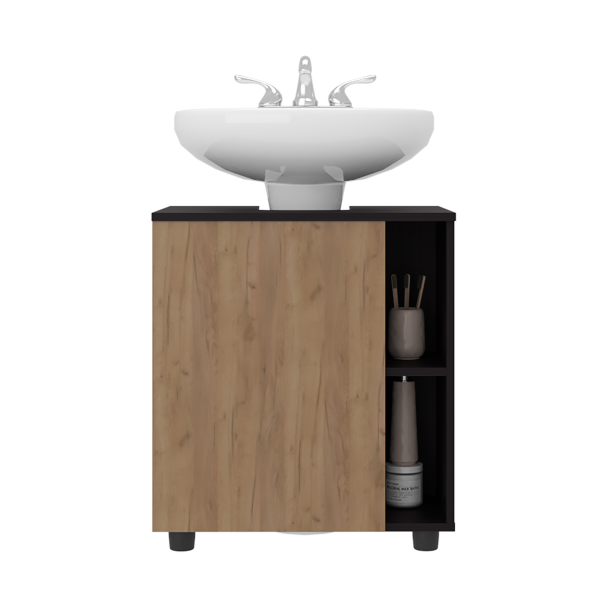 Mueble para Lavamanos Pascuale Wengue y Fresno Europeo 55x62cm Individual sin Lavamanos - MUEBLES PARA LAVAMANOS | Bylmo