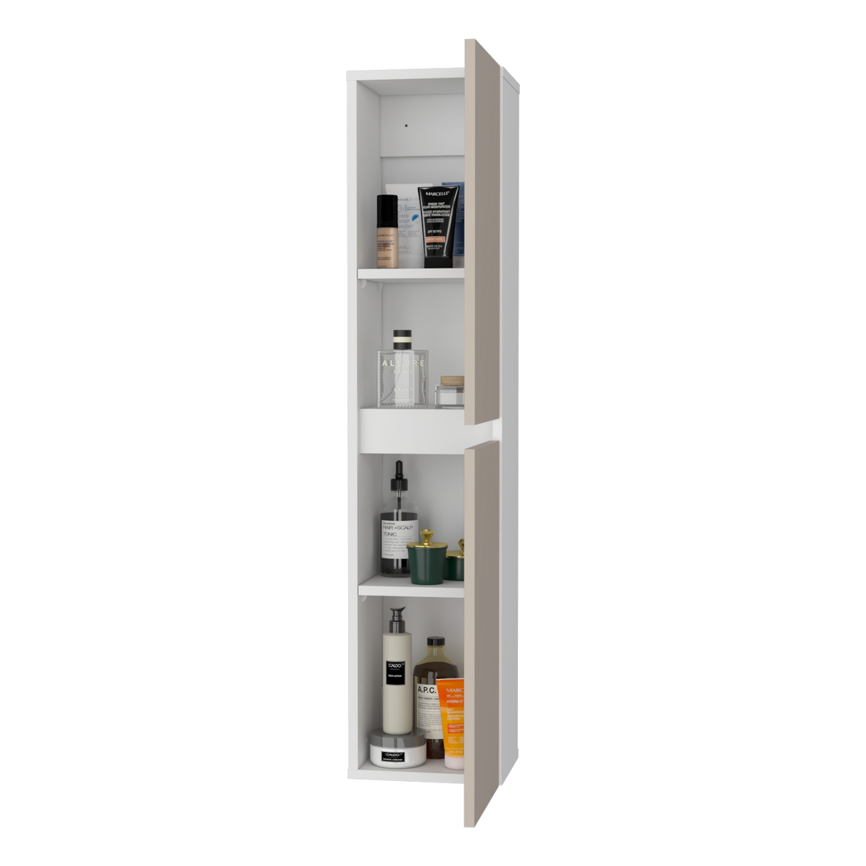 Armario de Aseo Capri y Blanco 25x110cm Con Dos Puertas - MUEBLES DE ASEO Y ROPAS | Bylmo