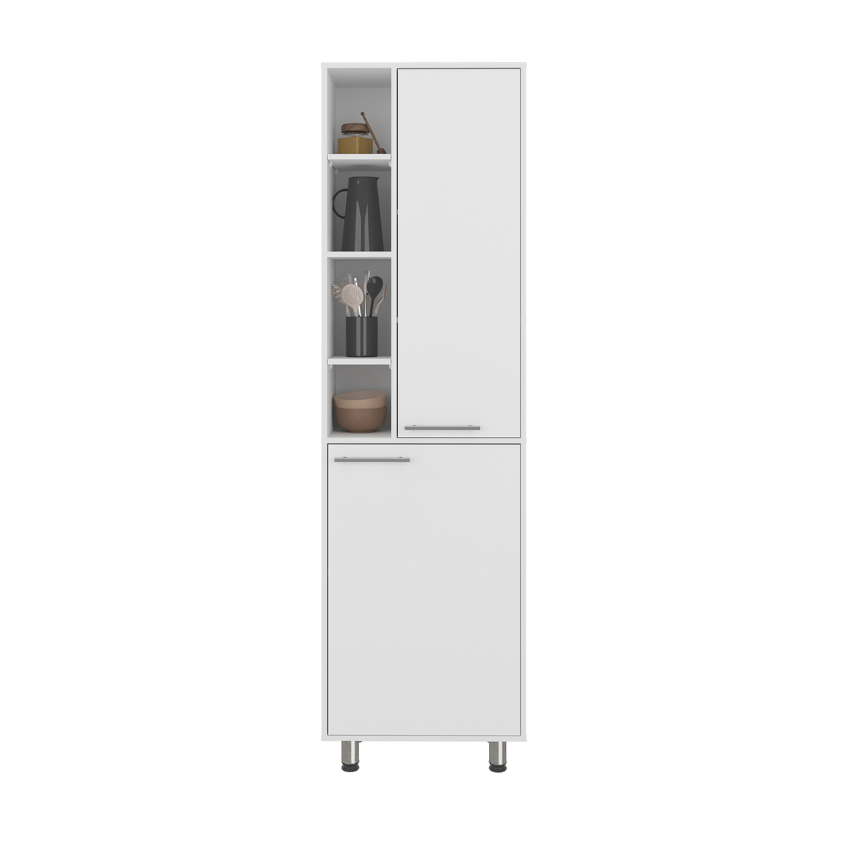 Alacena Burton Blanco 58.6x204cm con Patas y con Dos Puertas - ALACENAS Y MUEBLES MICROONDAS | Bylmo