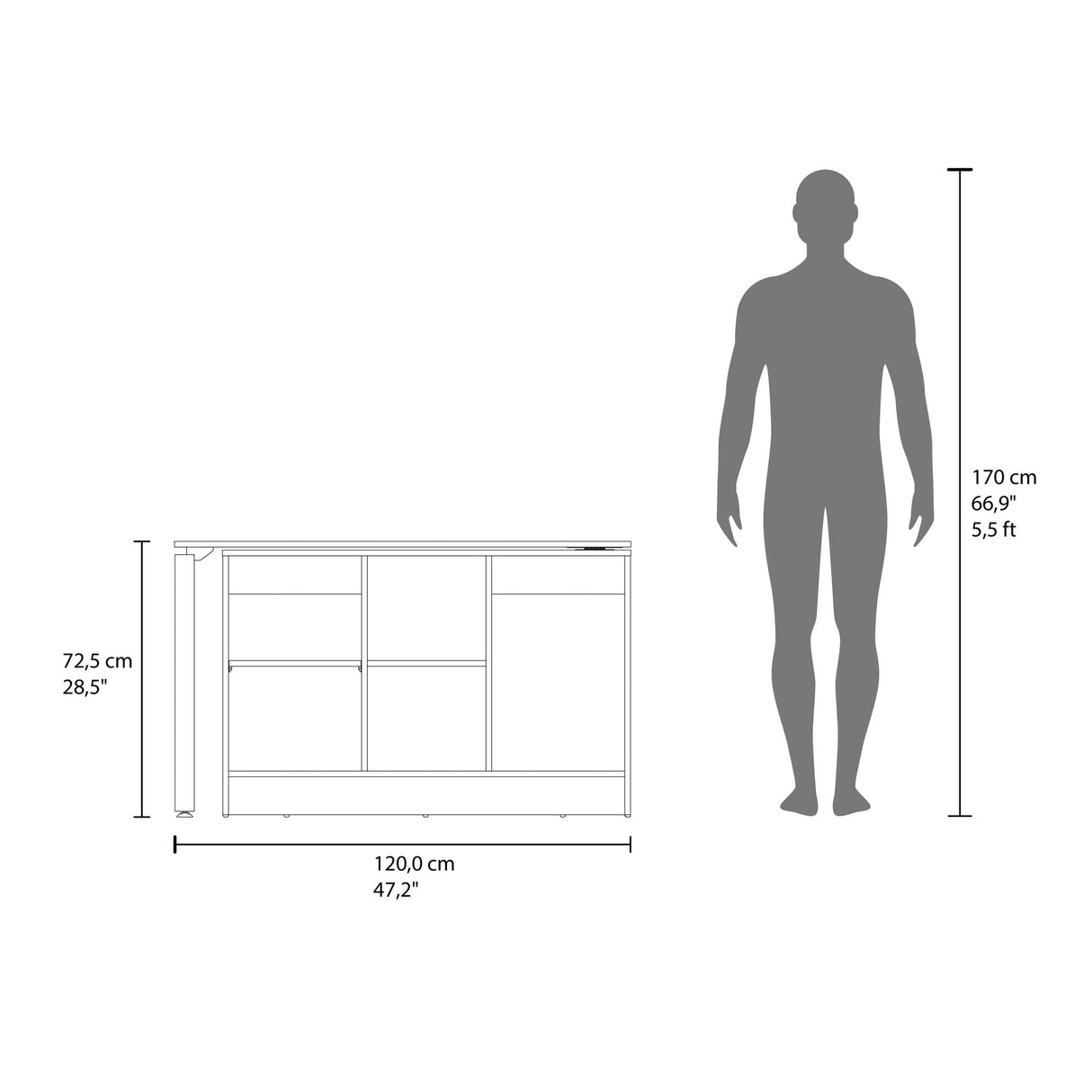 Escritorio Alfie Blanco 120x72.5cm sin Cajones con Organizador de Libros y con Archivador - ESCRITORIOS | Bylmo