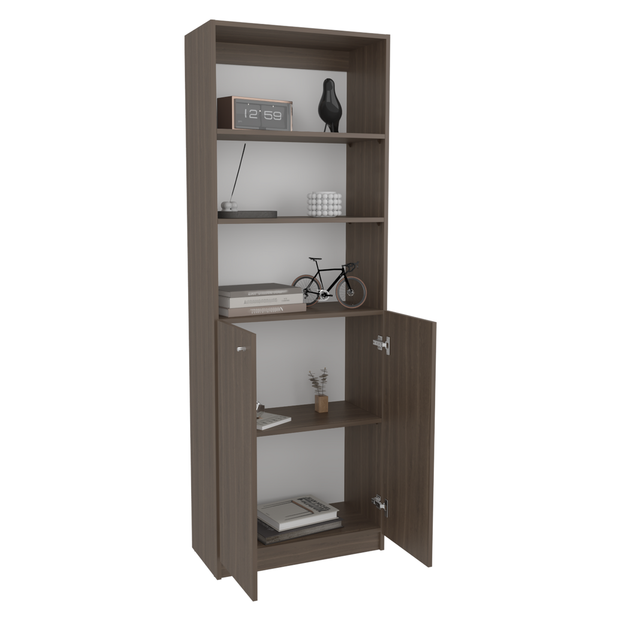 Estantería Home Milan y Blanco 62.8x180.6cm Rectangular con Dos Puertas y con Cuatro Entrepaños - BIBLIOTECAS Y ESTANTERIAS | Bylmo