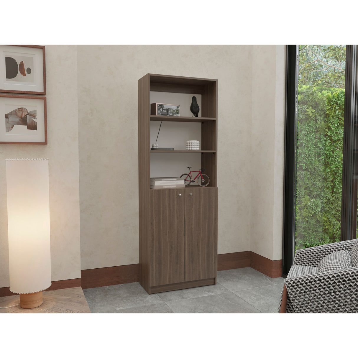 Estantería Home Milan y Blanco 62.8x180.6cm Rectangular con Dos Puertas y con Cuatro Entrepaños - BIBLIOTECAS Y ESTANTERIAS | Bylmo
