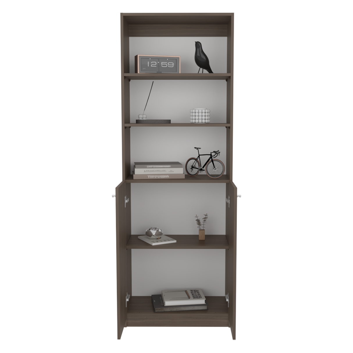 Estantería Home Milan y Blanco 62.8x180.6cm Rectangular con Dos Puertas y con Cuatro Entrepaños - BIBLIOTECAS Y ESTANTERIAS | Bylmo