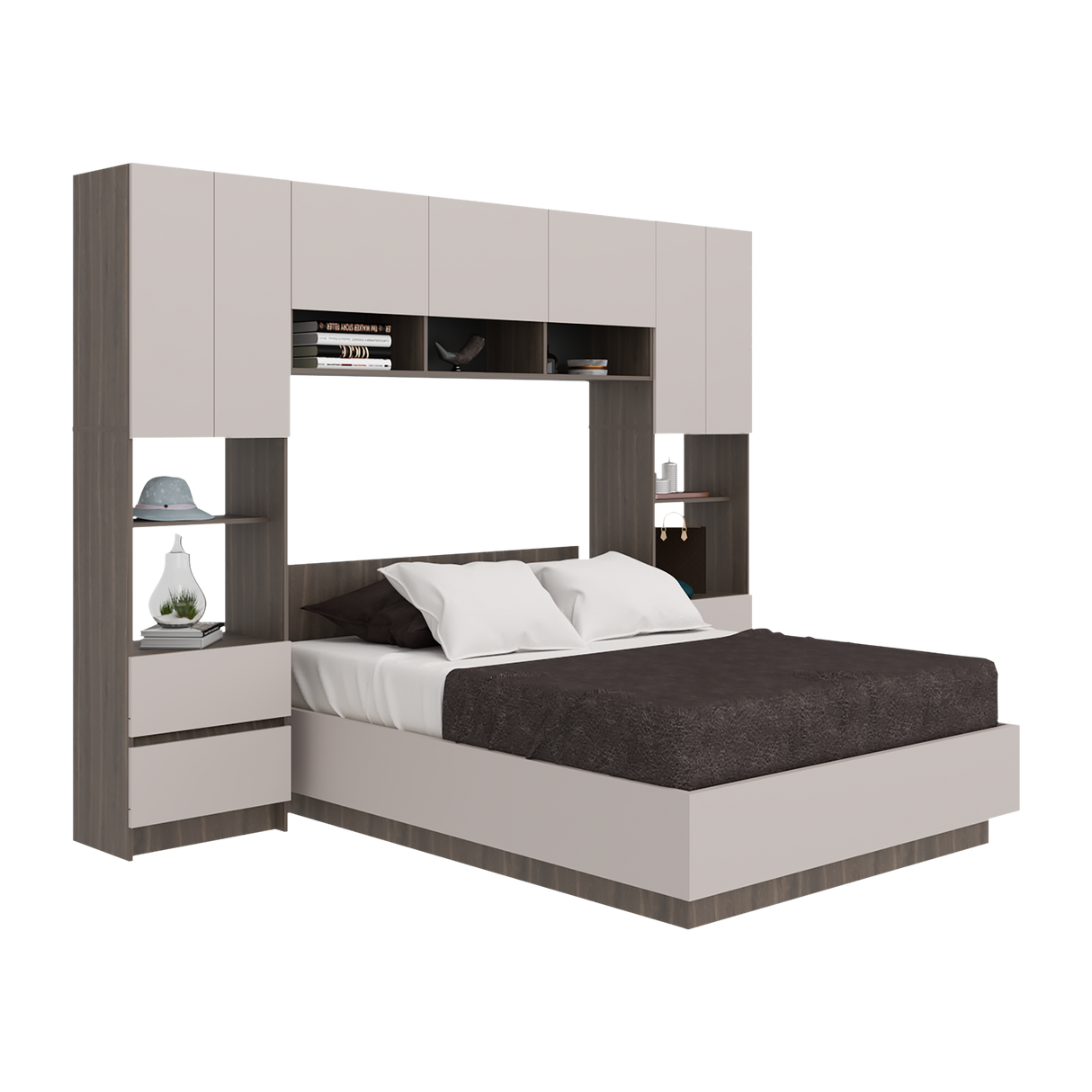 Combo Cama y Closet St Denis Milan y Capri 272x200cm para Cama Doble 140 X 190 CM con Cabecero - CAMAS | Bylmo