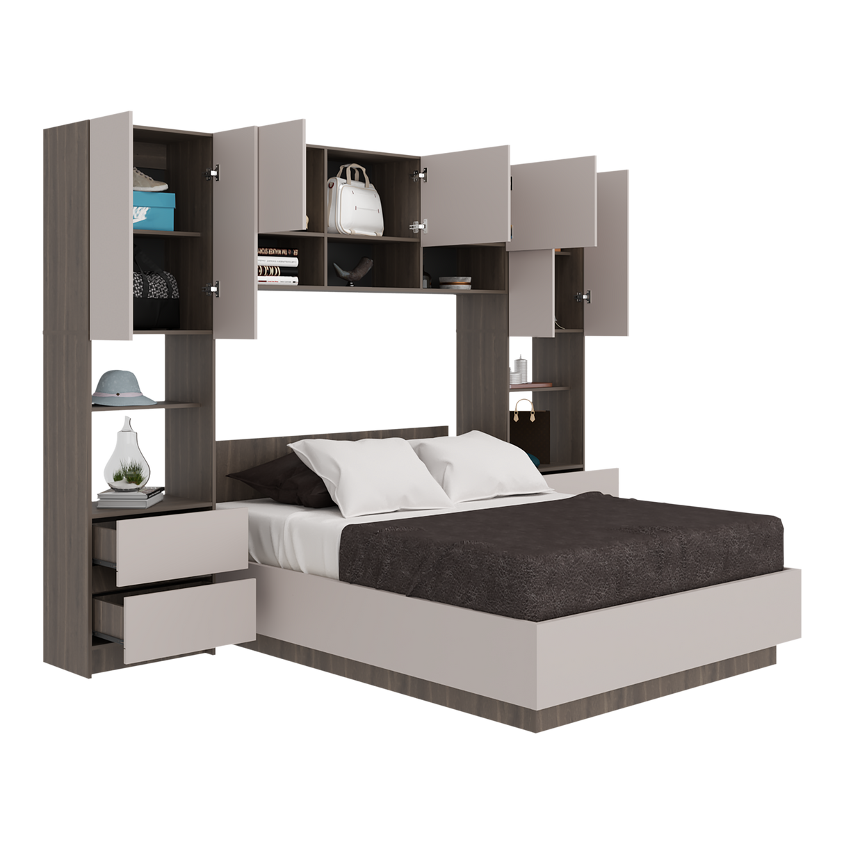 Combo Cama y Closet St Denis Milan y Capri 272x200cm para Cama Doble 140 X 190 CM con Cabecero - CAMAS | Bylmo