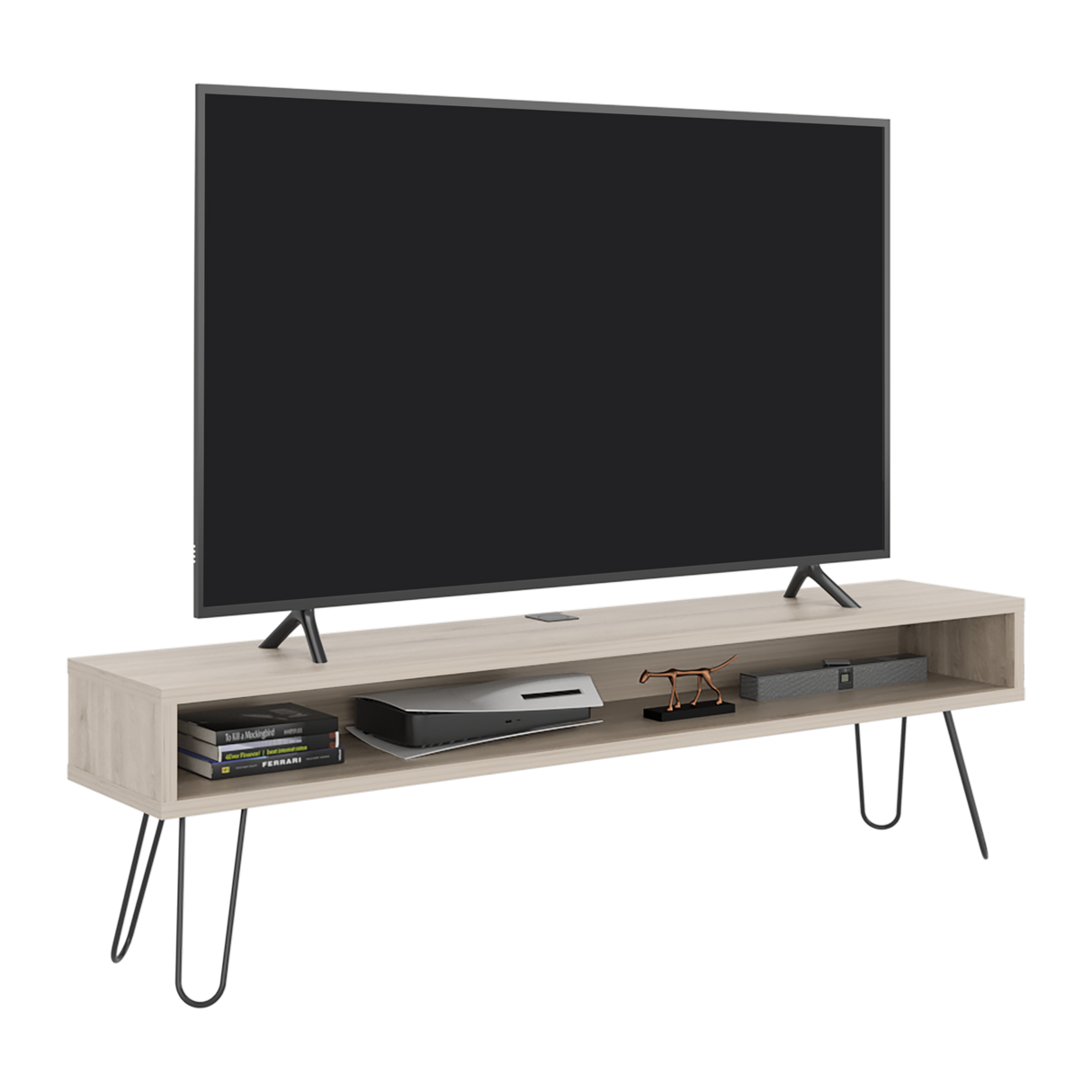 Rack de TV Luft Ceniza 180x49.5cm para TV Hasta 75" Pulgadas con Un Compartimiento - MUEBLES DE TV | Bylmo
