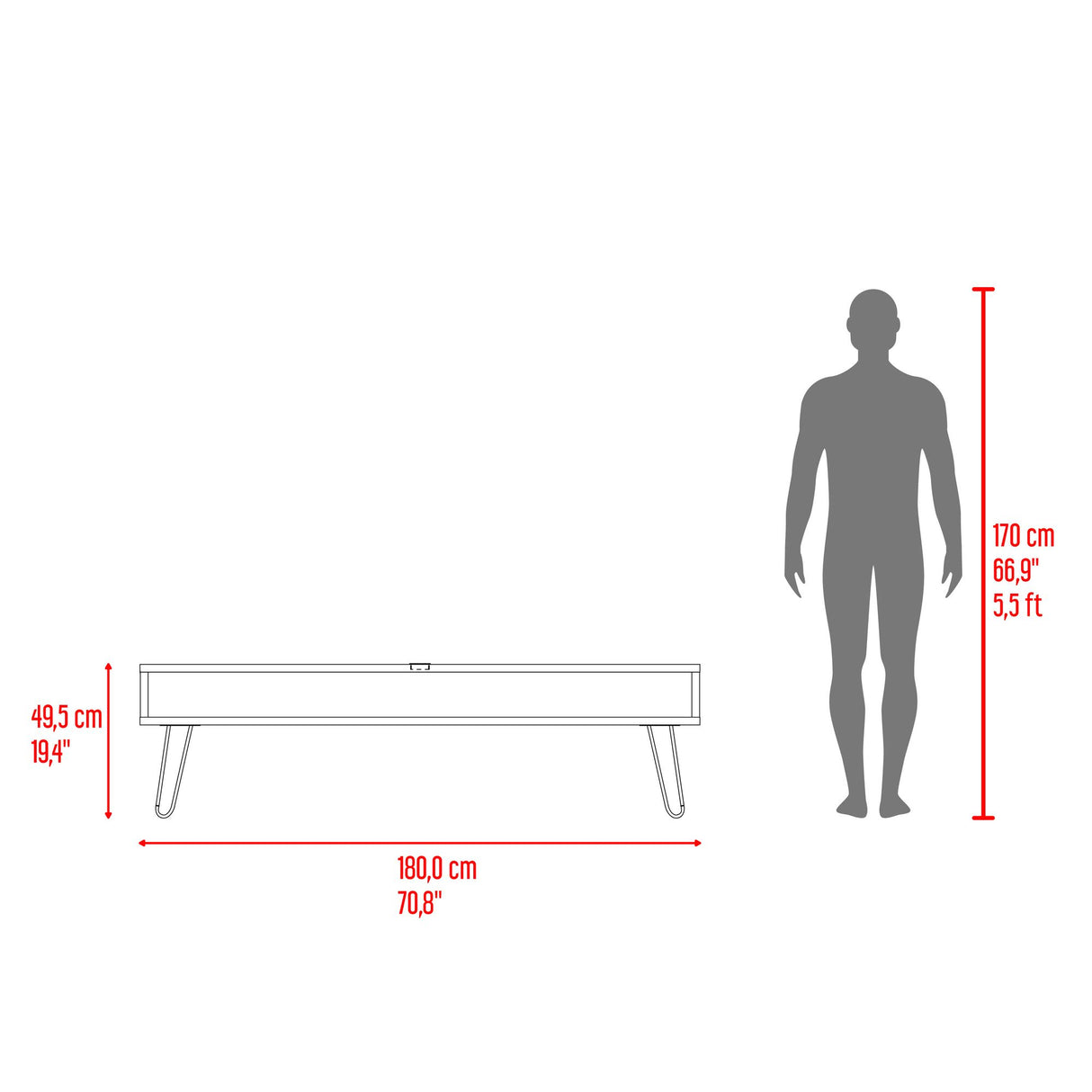 Rack de TV Luft Miel 180x49.5cm para TV Hasta 75" Pulgadas con Un Compartimiento - MUEBLES DE TV | Bylmo