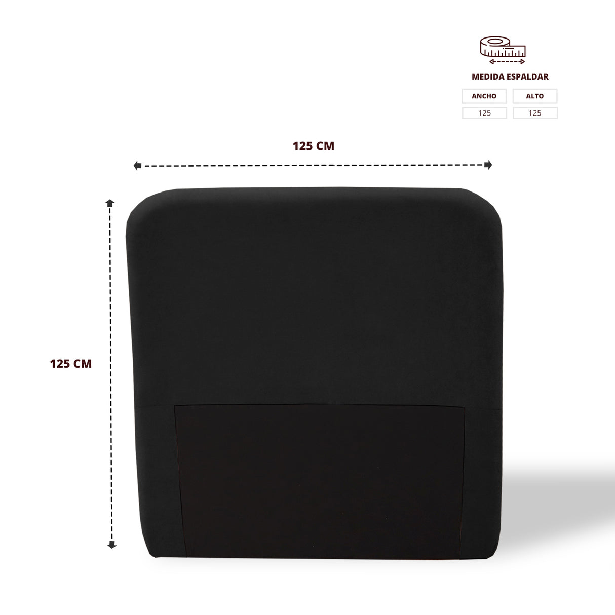 Cabecero de Piso Comfort Negro 120x125cm Abullonado para Cama Semidoble - CABECEROS | Bylmo