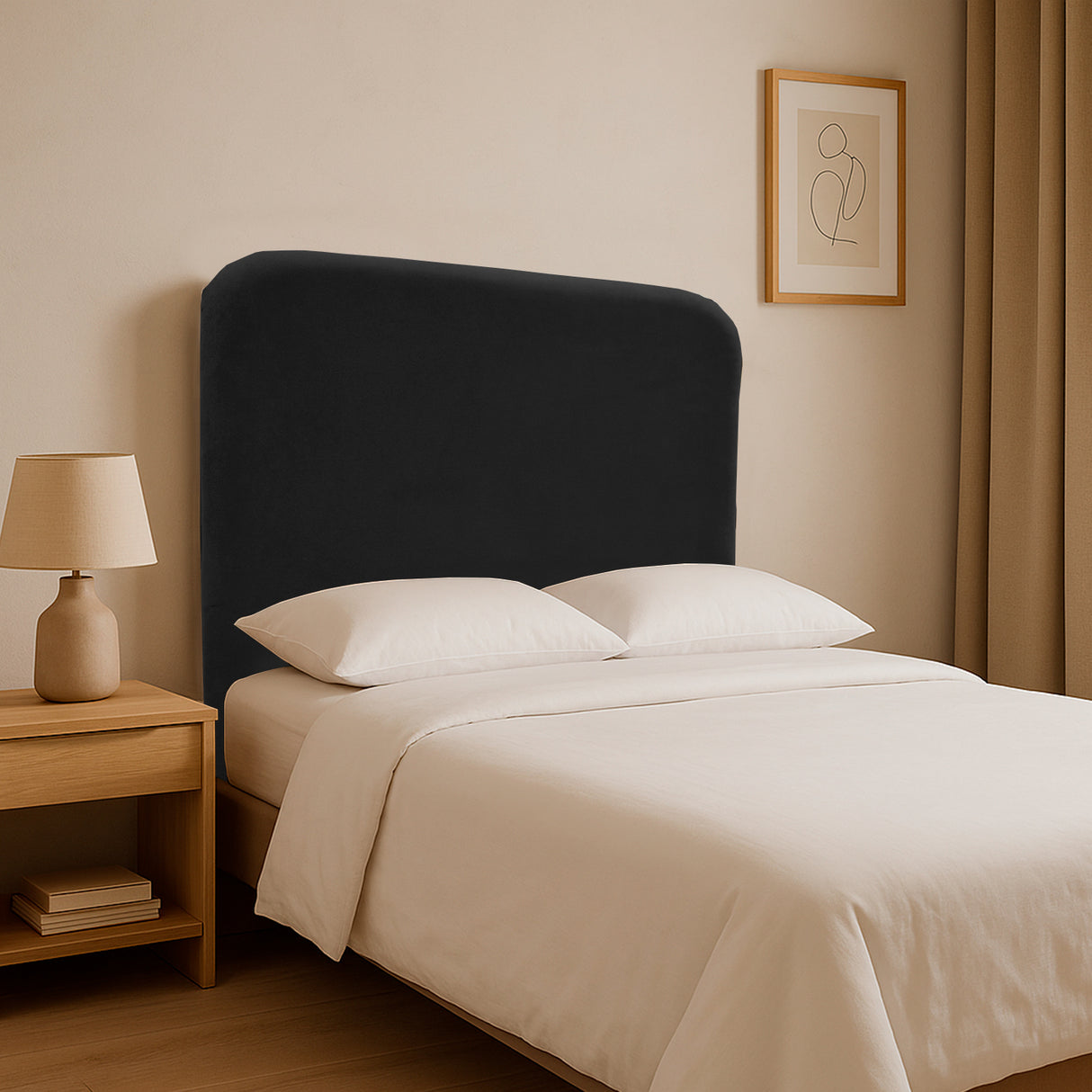 Cabecero de Piso Comfort Negro 140x125cm Abullonado para Cama Doble - CABECEROS | Bylmo