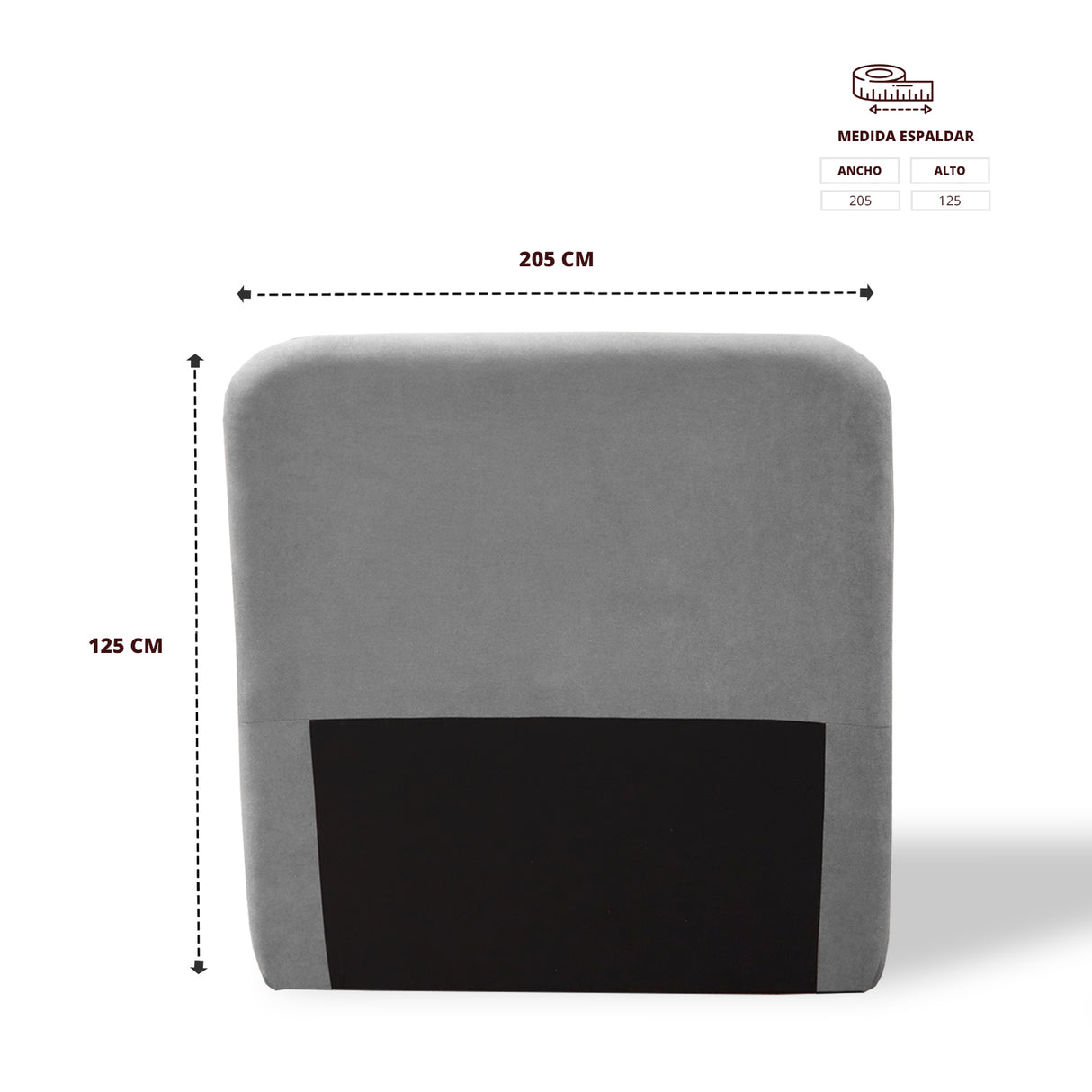 Cabecero de Piso Comfort Gris 200x125cm Abullonado para Cama King - CABECEROS | Bylmo