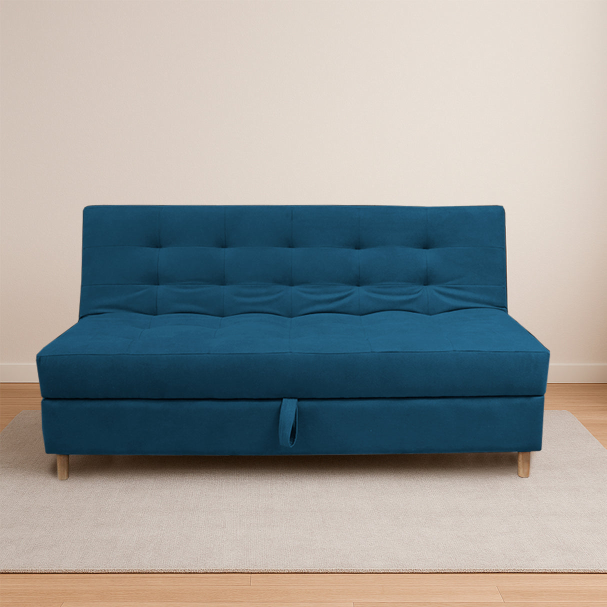 Sofacama Lugano Azul Petróleo 180x95cm de Tres Puestos Reclinable Antifluido con Almacenamiento y sin Apoya Brazos - SOFAS Y POLTRONAS | Bylmo