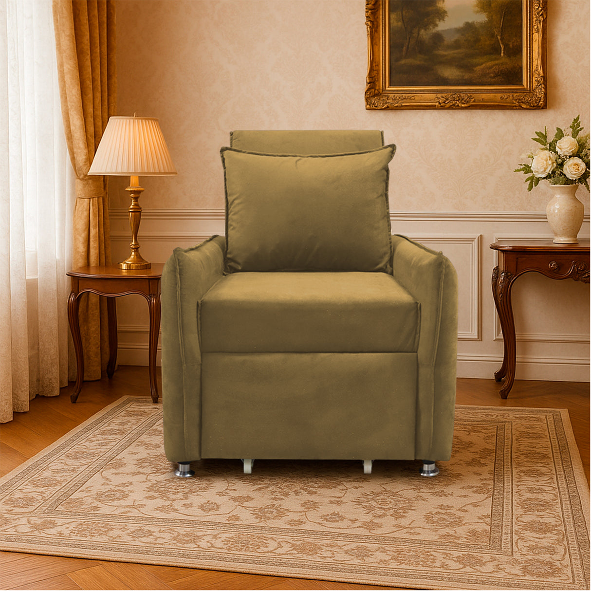 Silla Multipropósito Napoli Camel 75x94cm de Un Puesto Reclinable Antifluido y sin Apoya Brazos - SOFAS Y POLTRONAS | Bylmo